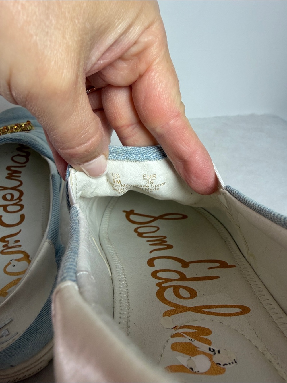 Sam Edelman Womens Evelina Pineapple Sequin Slip On Denim Sneakers Blue Size 9M - Picture 5 of 11